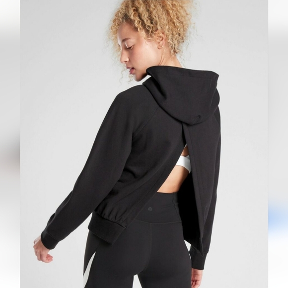 New! Athleta Black Moonrise Open Back Hoodie Ladies XSmall - Picture 2 of 10